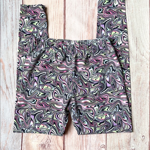 Women’s No Boundaries Pink Black Retro Print Leggings Size S - Picture 5 of 9